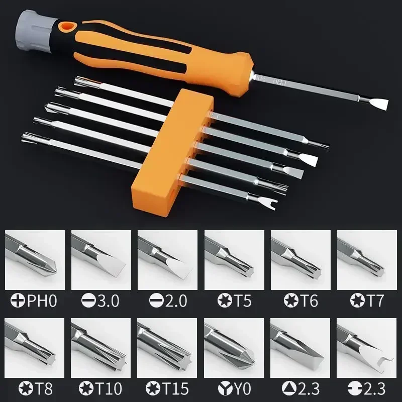 12 In 1 Magnetic Screwdriver Set Cross Flat Shaped Screwdriver Head Multifunctional Precision Handheld Maintenance Tool