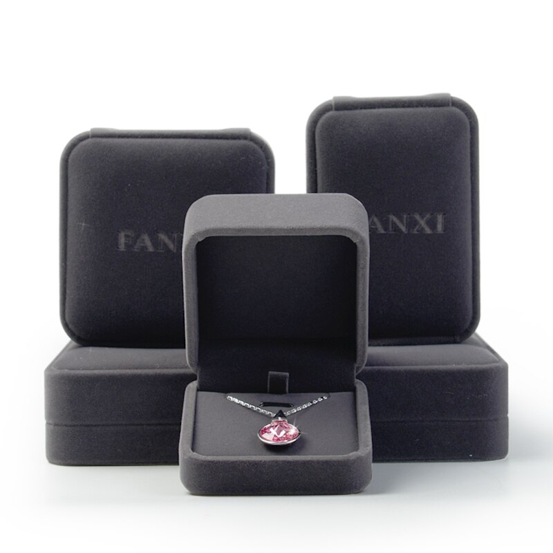 FANXI Grigio tessuto Della Peluche del Regalo Dei Monili per Orecchino Anello Collana Braccialetto Scatola di Imballaggio Organizzatore Dei Monili di Cerimonia Nuziale di Compleanno