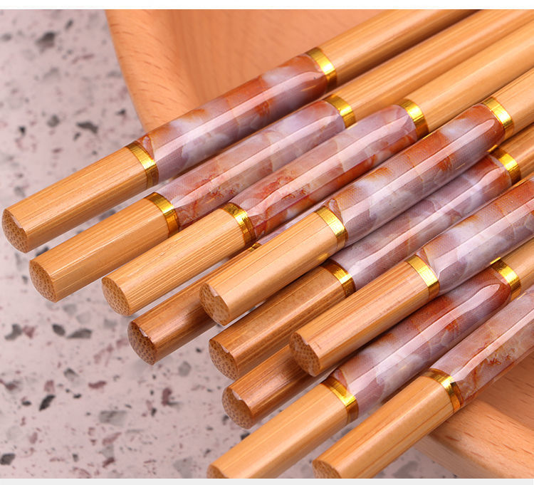 Creativo marmorizzazione 5 paia bacchette riutilizzabili fatti a mano in bambù giapponese bastoncini di legno Set Sushi cibo posate cinesi naturali