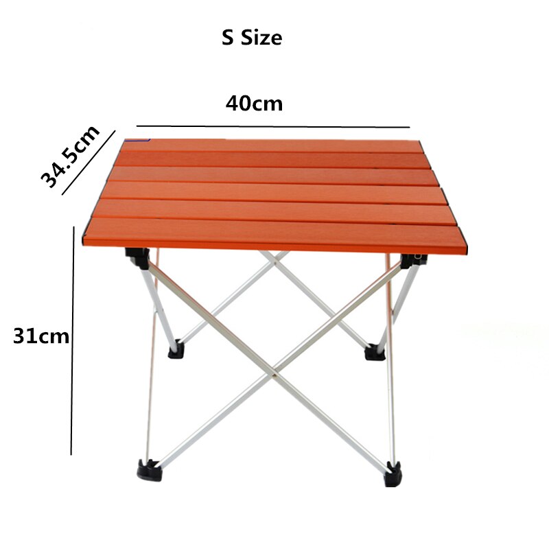 Vilead 2 størrelse aluminiumslegering folde campingbord til picnic fiskeri hkingking rejse bærbar udendørs foldbar camping desk: Orange størrelse