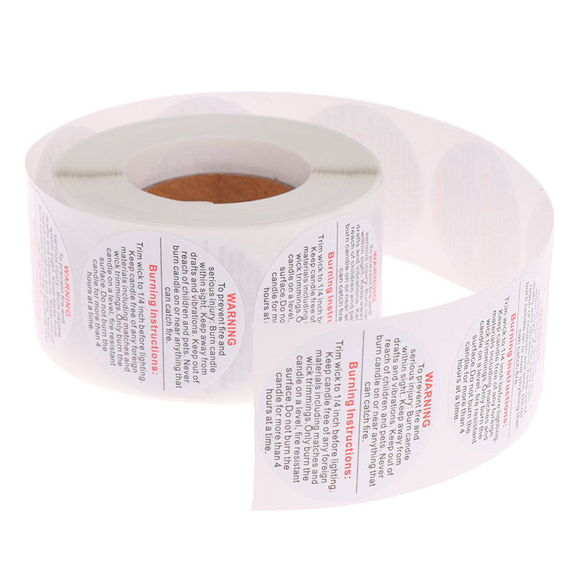 500pcs/roll Candle Warning Stickers Candle Jar Container Labels Waterproof Wax Melting Safety Stickers for Candle Jars