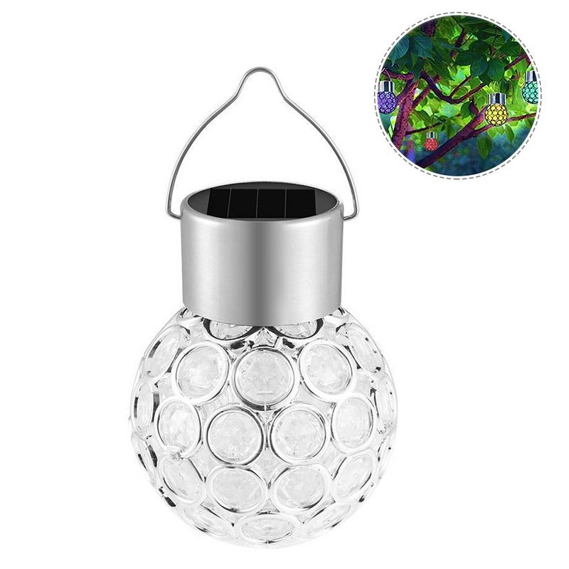 Bola de cristal LED de energía Solar colgante Luz de decoración de Color cambiante para patio de jardín al aire libre