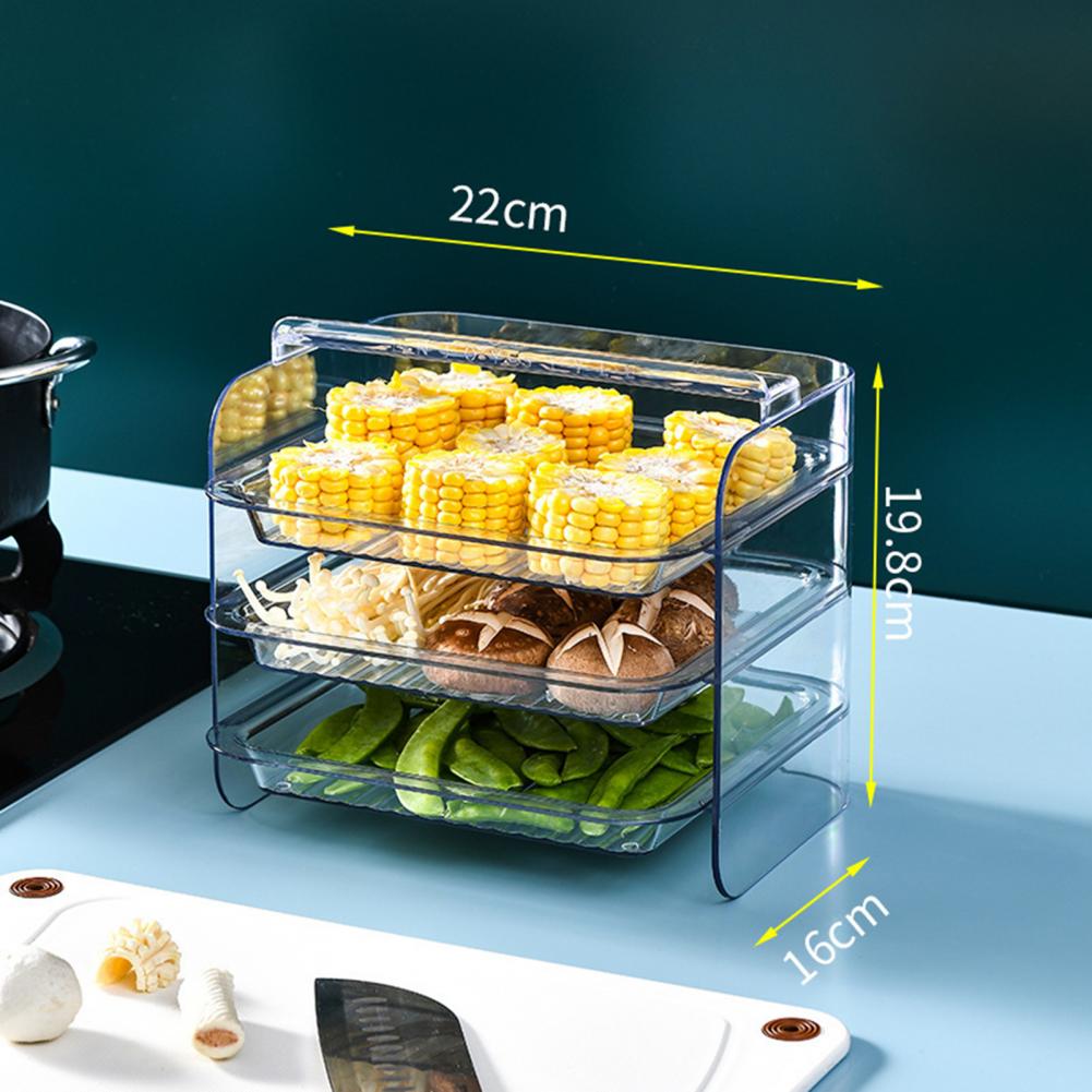 Multilayer Side Dish Rack Fruit Vegetables Side Dish Rack Drawer Stackable Vegetable Meat Kitchen Tray Fridge Organizer