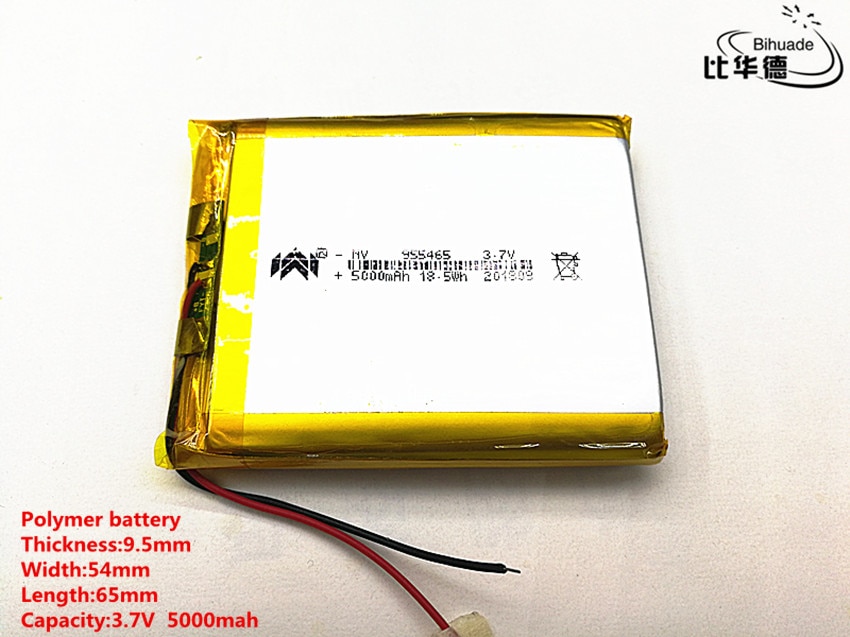2 stks/partij 3.7 V, 5000 mAH, [955465] PLIB; polymeer lithium-ion batterij/Li-Ion batterij voor tablet pc, power bank, E BOEK;