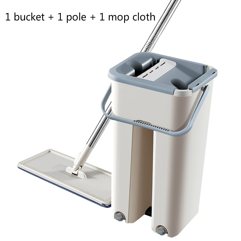 Mopa exprimible para lavar el suelo con cubo Wonderlife Store, limpieza, herramienta de limpiaparabrisas, ofrece rayos, práctico para el hogar: Khaki within 1 pad
