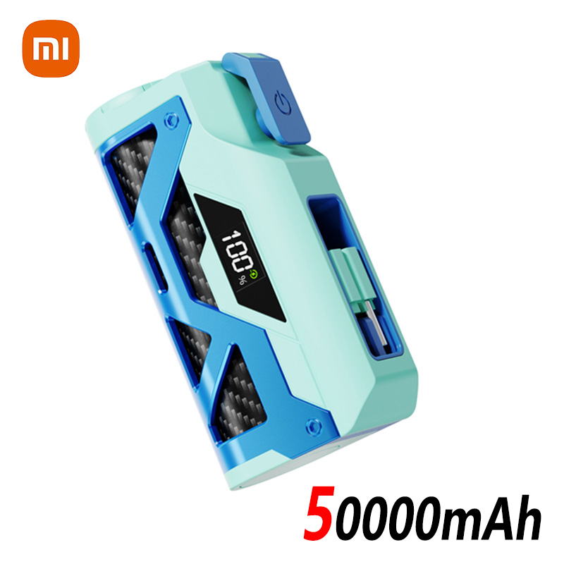Xiaomi Mini 50000mAh Capsule Power Bank Grote capaciteit Externe batterij Ingebouwde kabel Snelle oplader voor Type-c iPhone Huawei: Ivoor