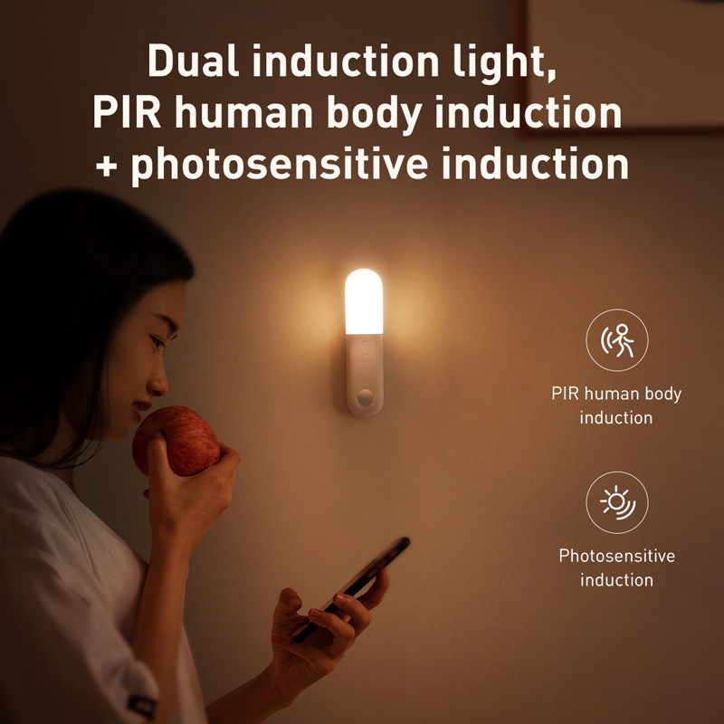 Baseus luz de noche LED inteligente PIR inteligente Sensor de movimiento lámpara LED USB recargable dormitorio armario Baño Luz De noche magnética