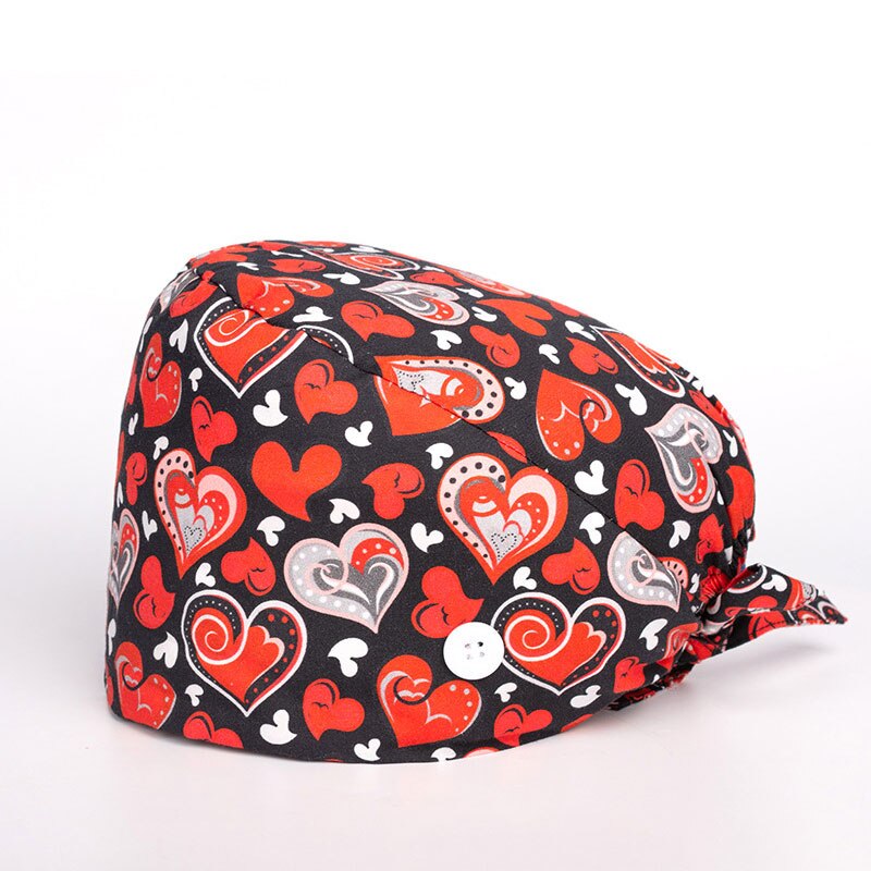 Damska sala operacyjna kapelusze apteka czapka pielęgniarska laboratorium sklep zoologiczny czapka lekarska Surgicals kapelusz dla obu płci kwiatowy sala operacyjna kapelusz: Czerwony