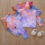Autumn Sweet Princess Wind Tie-dye Gradient Color Girls Round Neck Long Sleeve Bottoming Shirt