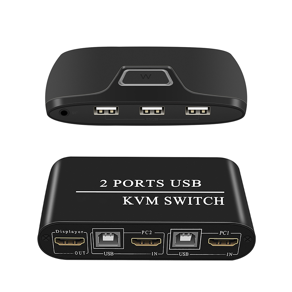 2 Ports HD KVM Switch USB 4K HD Keyboard Mouse Splitter Switcher 2 PC Sharing Printer Keyboard Mouse Manual Box