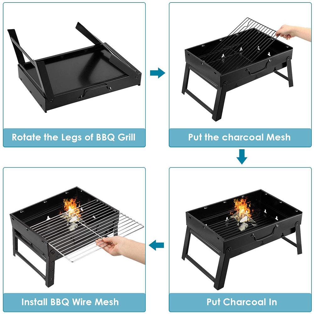 Household BBQ Outdoor Grill Foldable Mini DIY Grill BBQ Grill Picnic Party Folding Charcoal Kithchen Tool Lightweight Portable