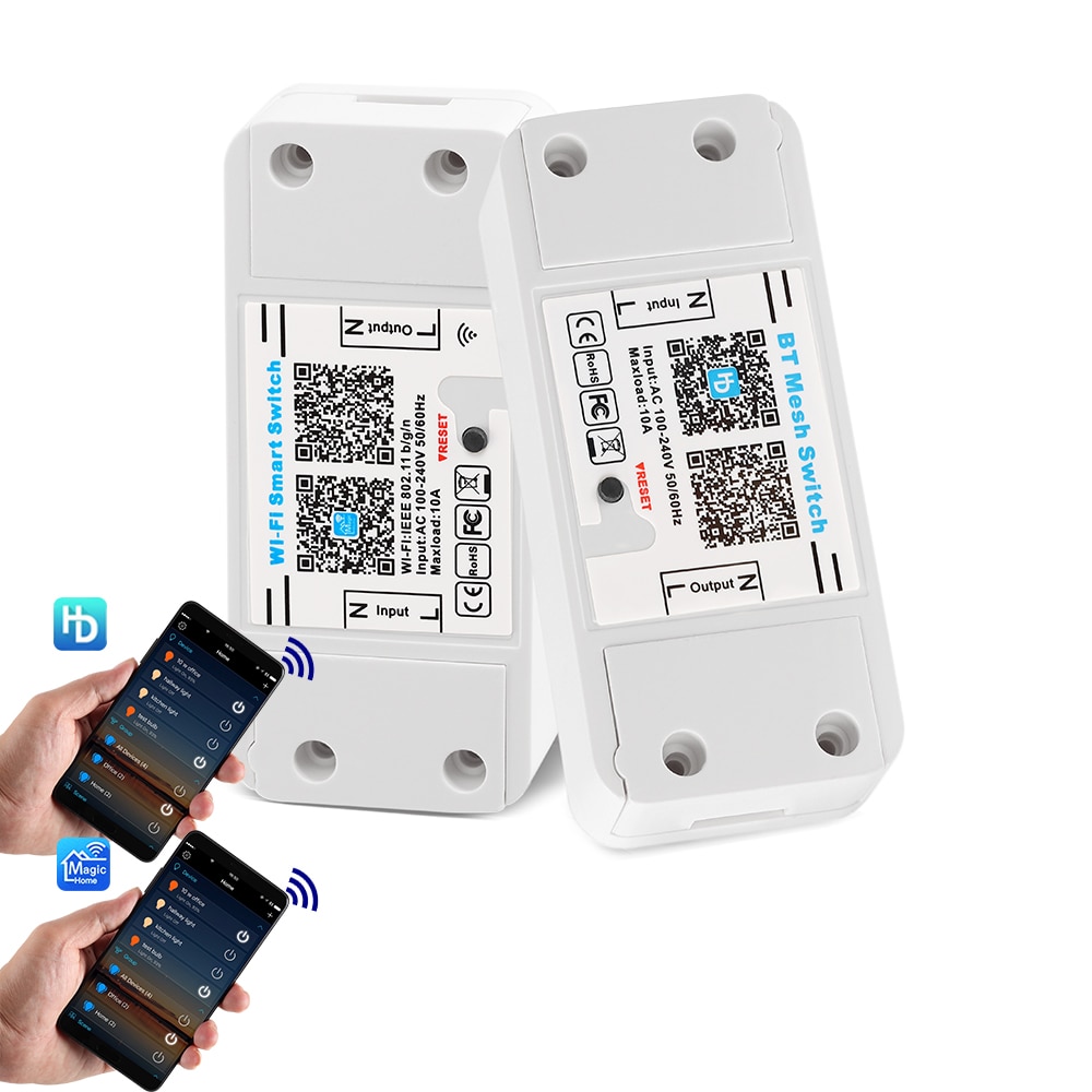 Magic Wireless WiFi Bluetooth Switch 10A 100-240V For Smart Home Automation Relay Module Remote APP Controller For Android IOS