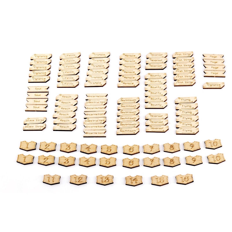 Mtg-fähigkeit, loyalität und  +1/+1 marken, set  of 194, holz-schlüsselwort, magische spielsteine, kompatibel mit magic: the gathering