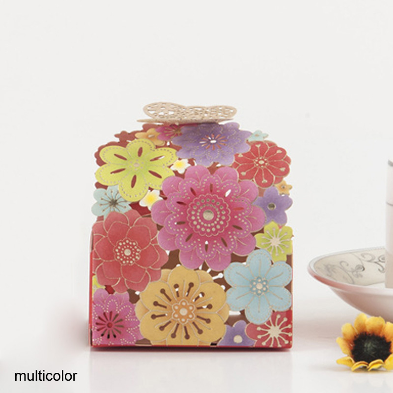 Caixa de papel de desenho de borboleta, caixa para doces de papel de estilo europeu, caixa de presente para casamento, lembranças de personalidade fofa e caixa de chocolate com 10 peças: multicolor