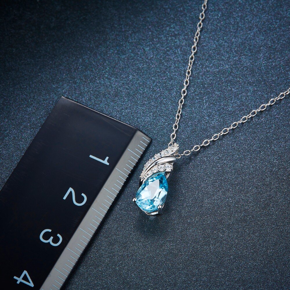 Natural Gemstone 1.72 Carats Sky Blue Topaz Pendant 925 Sterling Silver Pendants Classic Jewelry for Women Best