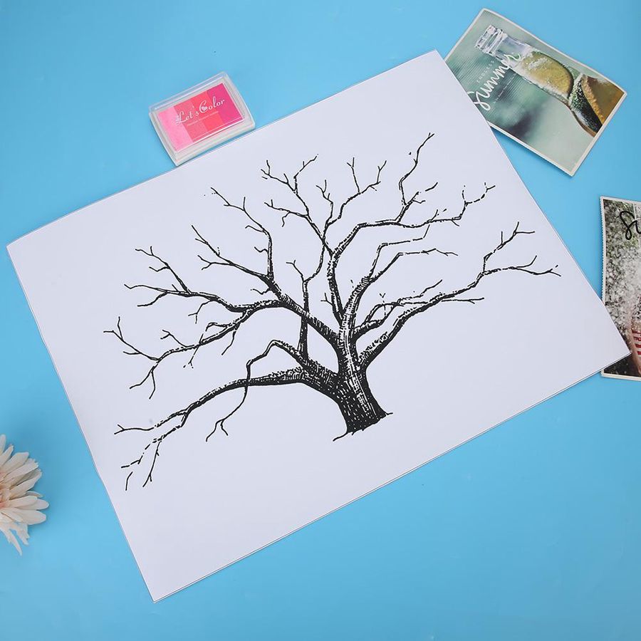 Painting 30x40cm DIY Wedding Party Fingerprint Painting Guestbook Signature Tree Home Decor with Inkpad
