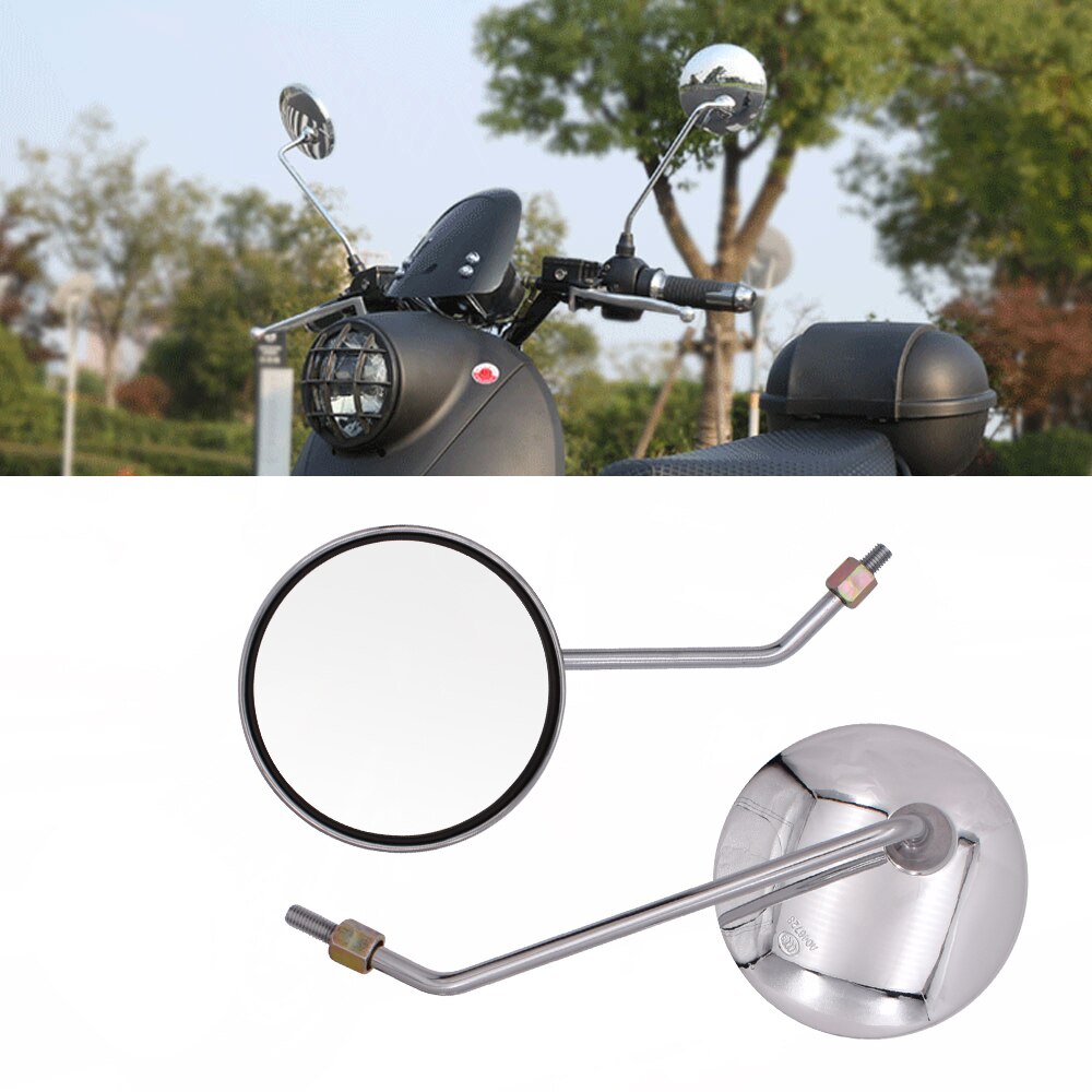 Gran visión Universal retrovisor para motocicleta espejo de la bicicleta eléctrica de 4,3 pulgadas cromo espejo redondo Moto espejos laterales