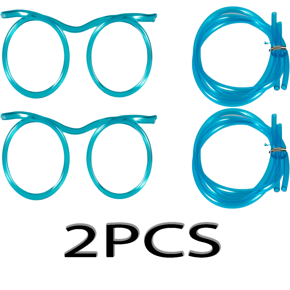 2-8PCS Straw Glasses, Reusable Fun Loop Drinking Straw Eye Glasses, Novelty Eyeglasses Straw for Party Annual Meeting Parties: Blue