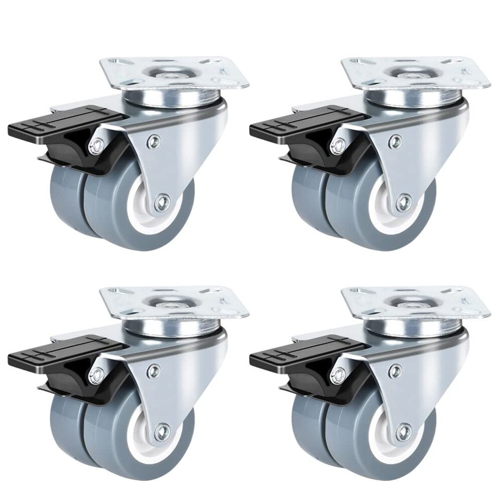 4 stk 50mm heavy duty 50kg svingbare hjul ganske rull for vognhage roterbare doble hjul møbler maskinvare