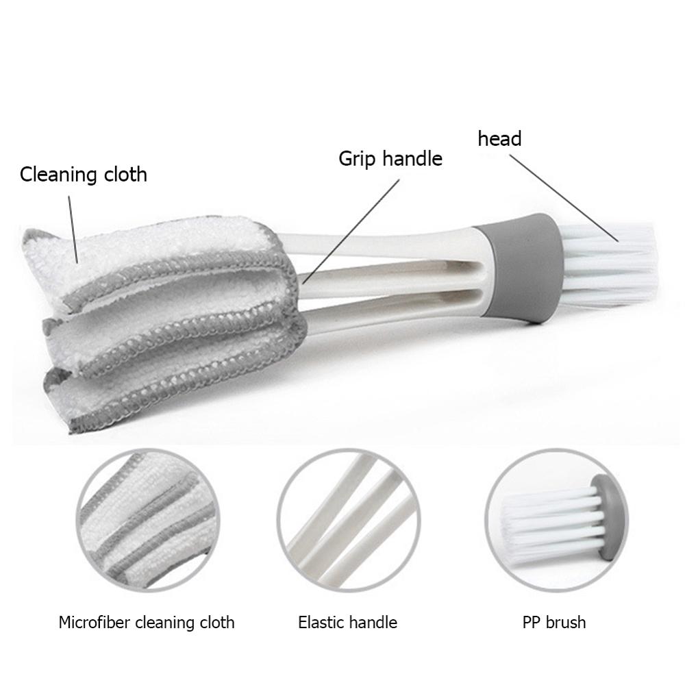 Brosse de nettoyage des évents de climatiseur de voiture, 6.5 pouces, Double extrémité, dépoussiéreur de stores