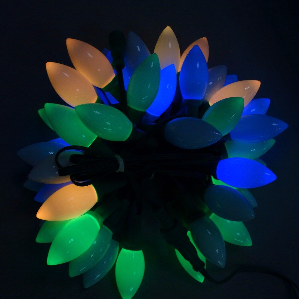 50nodes addressable RGB DC12V WS2811 LED Christmas pixel string light;4inches(10cm) wire spacing;all GREEN wire;IP68;milky C9