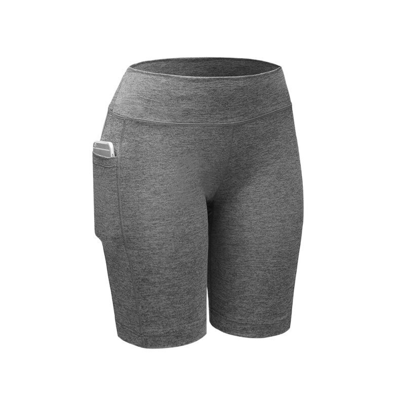 women's leggings for sport Yoga Shorts with pockets womens biker fitness clothes running gym exercise workout tight shorts: Gray / S