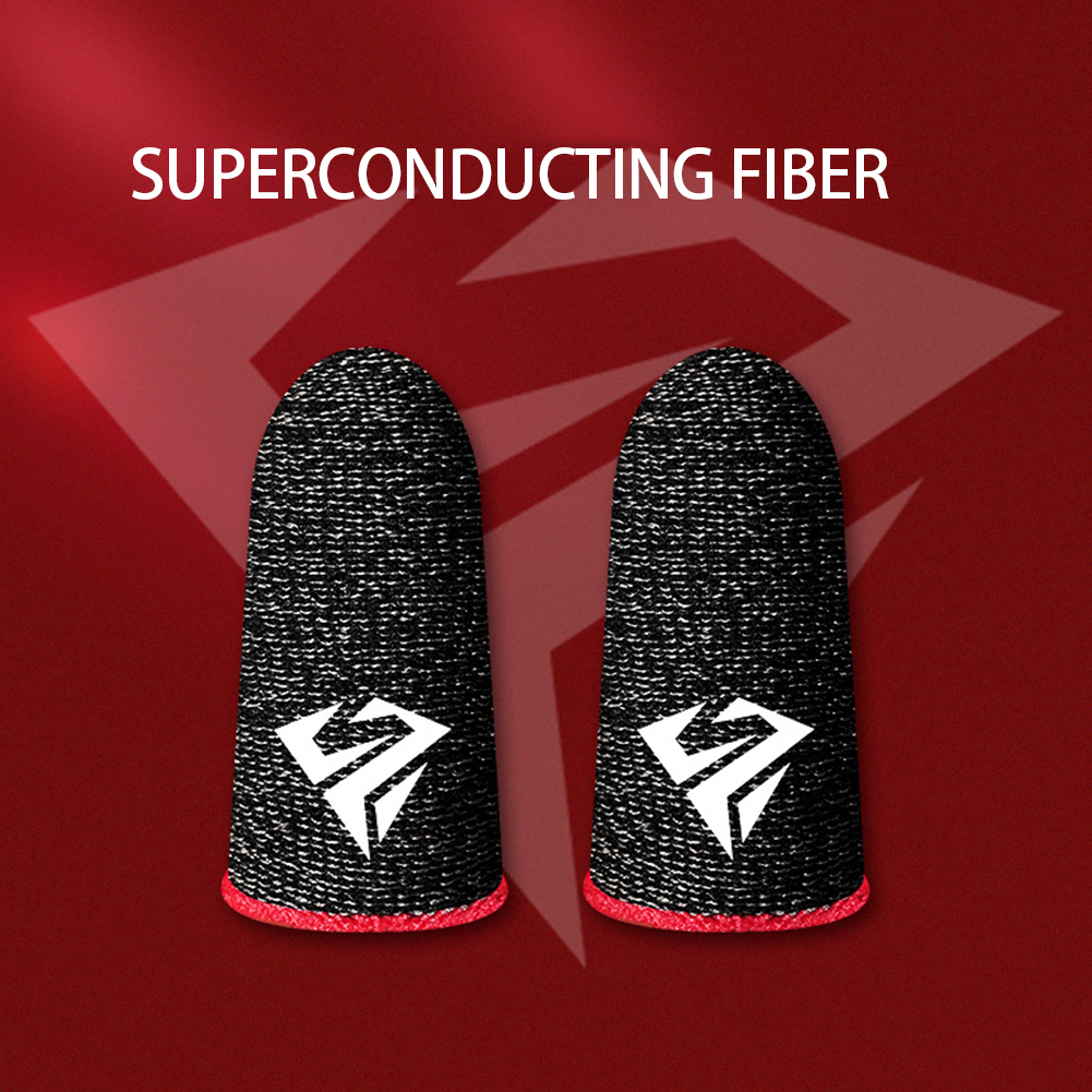 2Pcs Mobile Game Fingertip Gloves Sweatproof Anti-slip Touch Screen Finger Sleeve Breathable Gaming Fingertip Cover For Gamer: Red