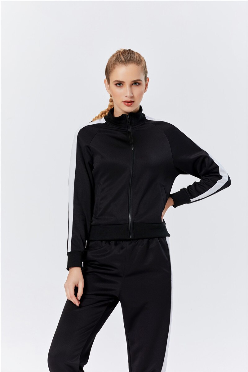 Raibaallu gestreepte effen pakset dames trainingspak 2- delig sportoutfit joggingsweatshirt fitness lounge sportkleding: S / B