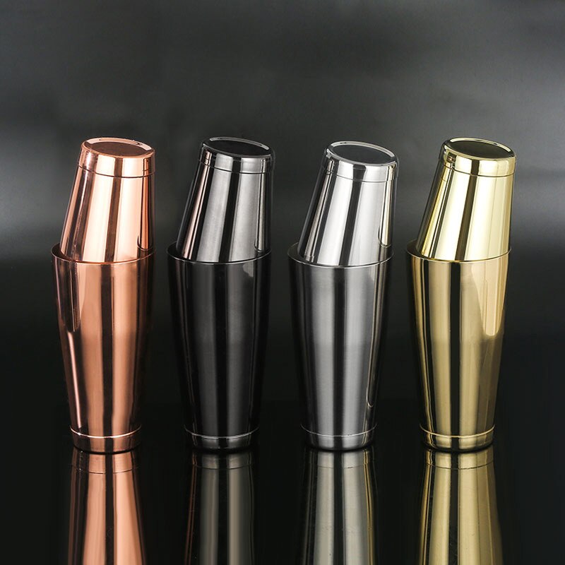 Boston – Shaker à Cocktail, plateaux à secouage pondérés, plaqués or/cuivre, finition noire/miroir, outils de bar haut de gamme