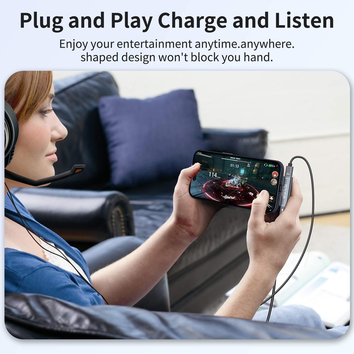 PD 60W Fast Charging USB C Adapter Audio Converter, 2 in 1 Charging USB3.2 10Gbps Data Transfer Adapter For Phones And Tables