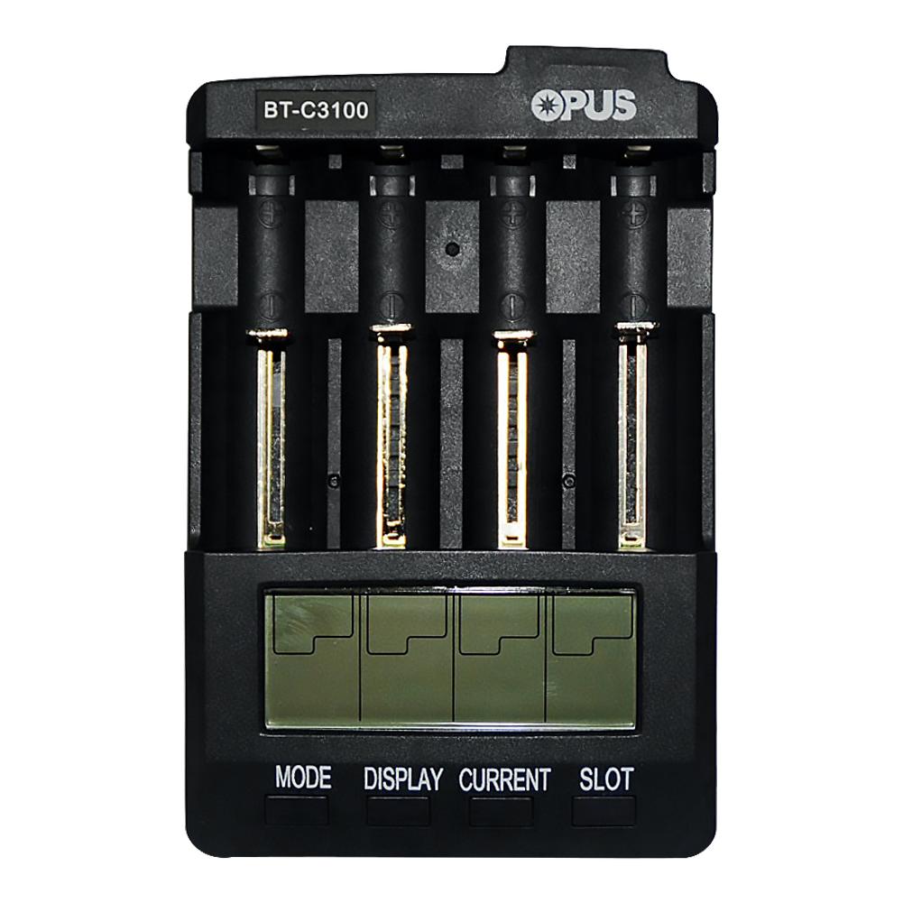 Opus BT-C3100 V2.2 Universele Vier Slots Smart Oplaadbare Lithium Batterij Oplader Digitale Functionele Vier Slots Lcd-scherm