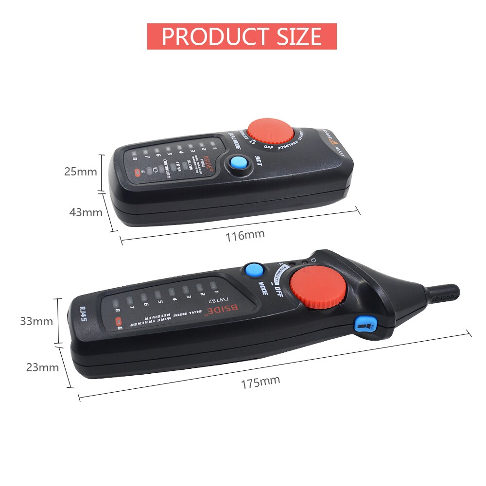 BSIDE – FWT82 traceur de câbles réseau , double , Toner de fil RJ45 RJ11 Ethernet LAN, analyseur, détecteur, détecteur de ligne