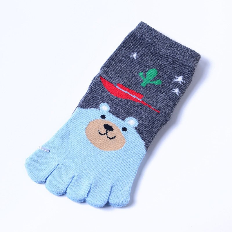 Calzini per bambini a cinque dita calzini in cotone con stampa animalier calzini per ragazzi cartoni animati roba economica per bambini calzino per dita sano 3-12T: E / 3 to 6 years