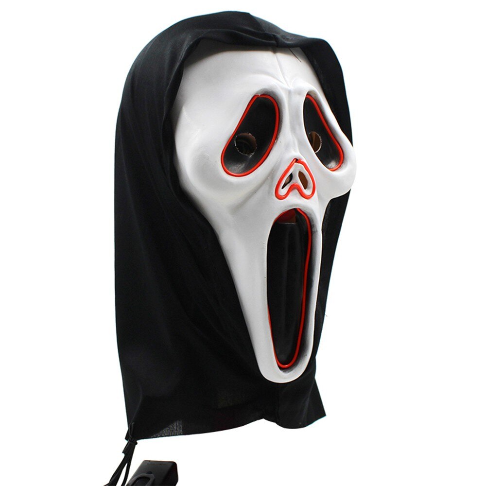 Portable Halloween Horror Mask Haunted House Bar Party Pretend Latex Mask Devil Skeleton Decorative Mask Glowing