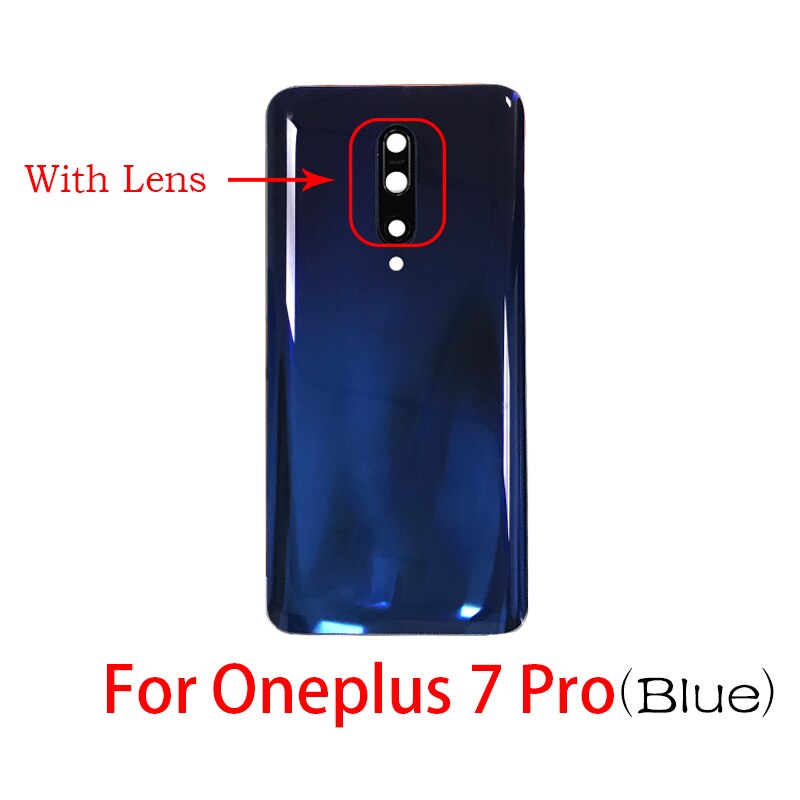 Back Battery Door Rear Housing Cover Case With Glass Camera Lens with Tape Replacement For Oneplus 7 Pro 7Pro: 7Pro Blue With len