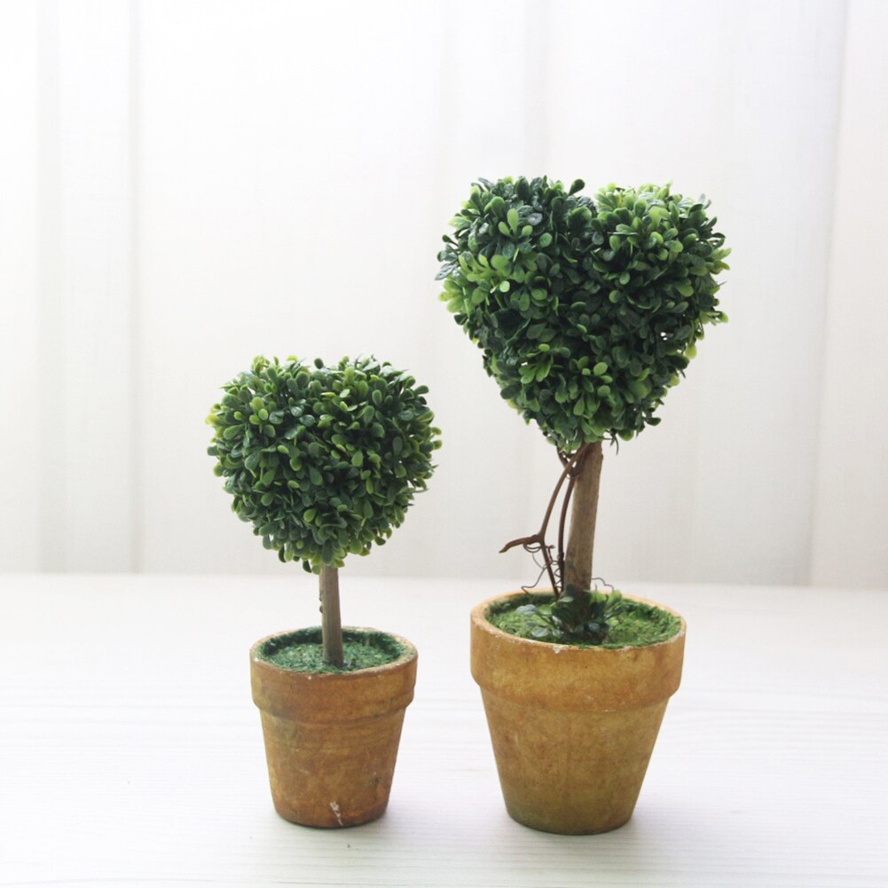1Pc Hart Ster Ronde Ingemaakte Kunstmatige Plant Bonsai Kleine Boom Pot Planten Bonsai Plant Ornament Huis Tuin Bruiloft partij De