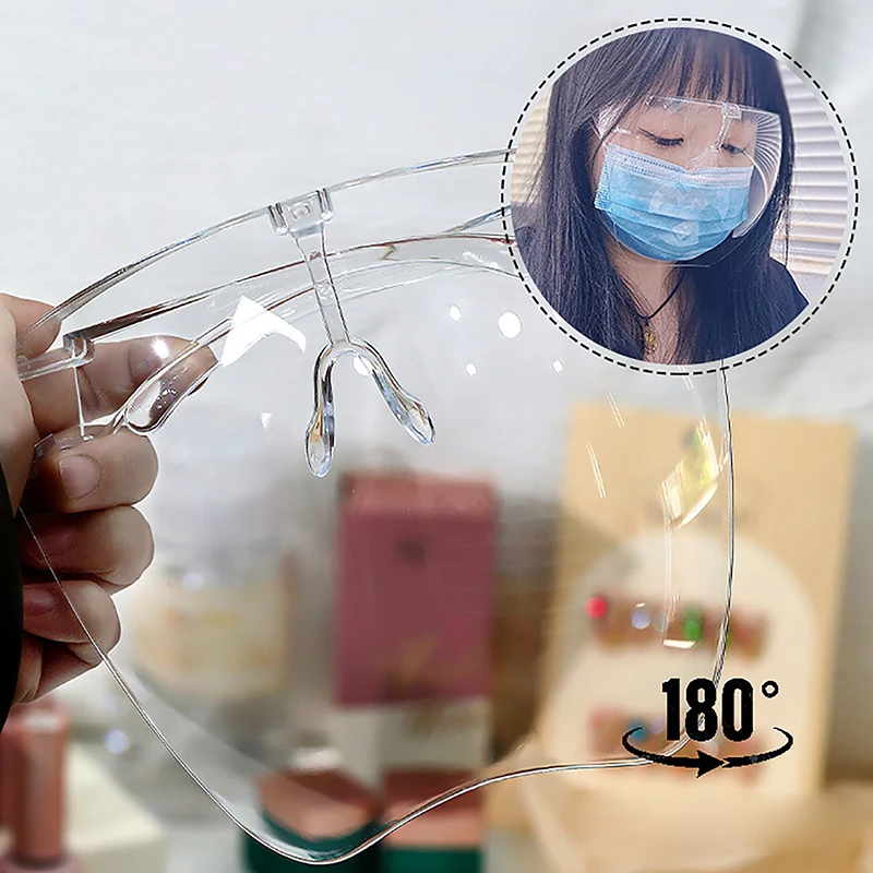 Máscara protectora antivaho y salpicaduras transparente de alta definición de cara completa, gafas de alta transparencia, herramientas para uñas