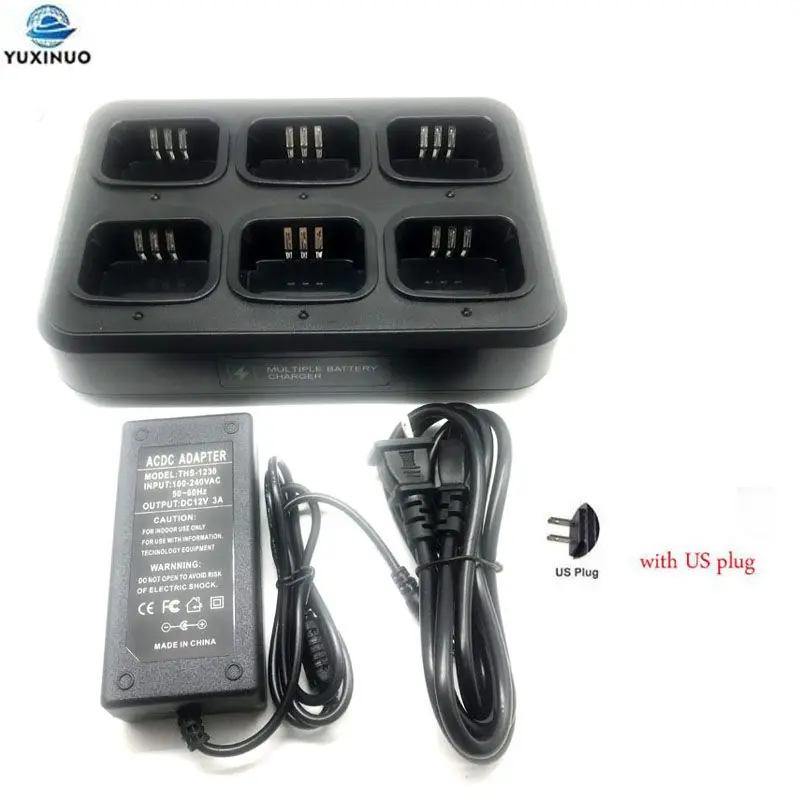 6-voudige Snellader - Voor Motorola GP3688/GP3188/EP450/PR400/CP Serie Radio's - NNTN4851A/NNTN4970 Batterij: Lichtgrijs