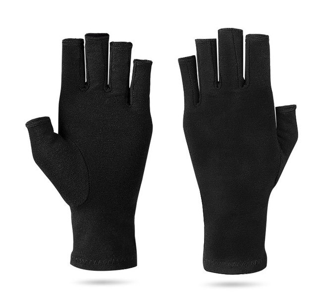 Guantes de punto para hombre, manoplas masculinas gruesas de lana, cálidas y sólidas, con pantalla táctil y dedos divididos, para deportes al aire libre, Otoño e Invierno: Half-finger gloves