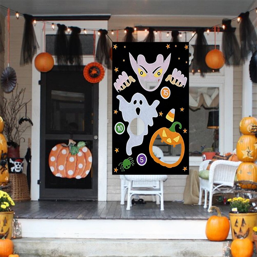 Halloween hauskoja pelejä papupussi heittää pelit lelu setti riippuva huopa kurpitsa banneri 3 kpl papupusseja halloween ulkoiluun