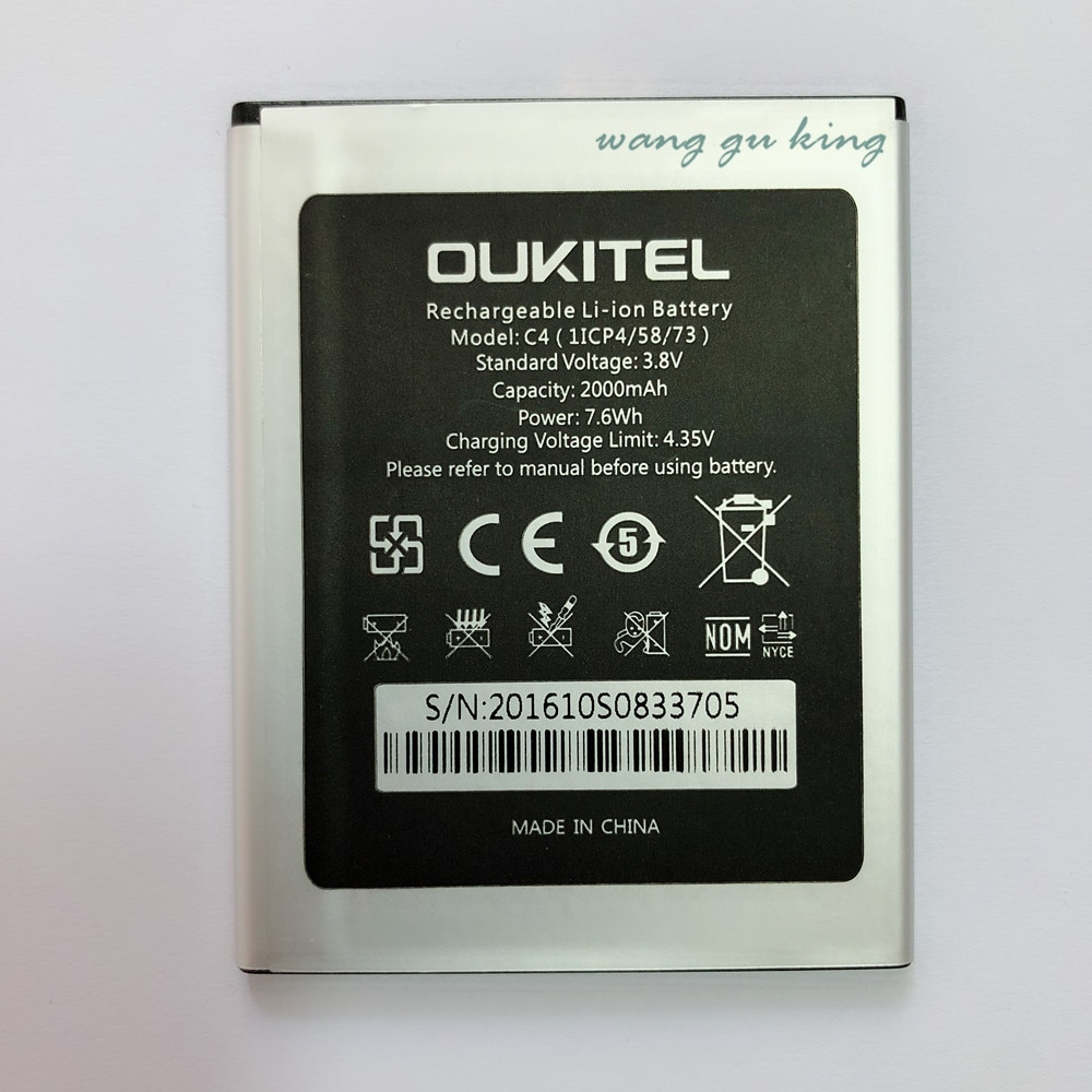For Oukitel C4 Battery 2000mAh Bateria Batterie Batterij Accumulator