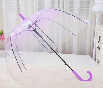 Romantic Transparent Clear Flowers Bubble Dome Umbrella Half Automatic For Wind Heavy Rain C90D: Purple