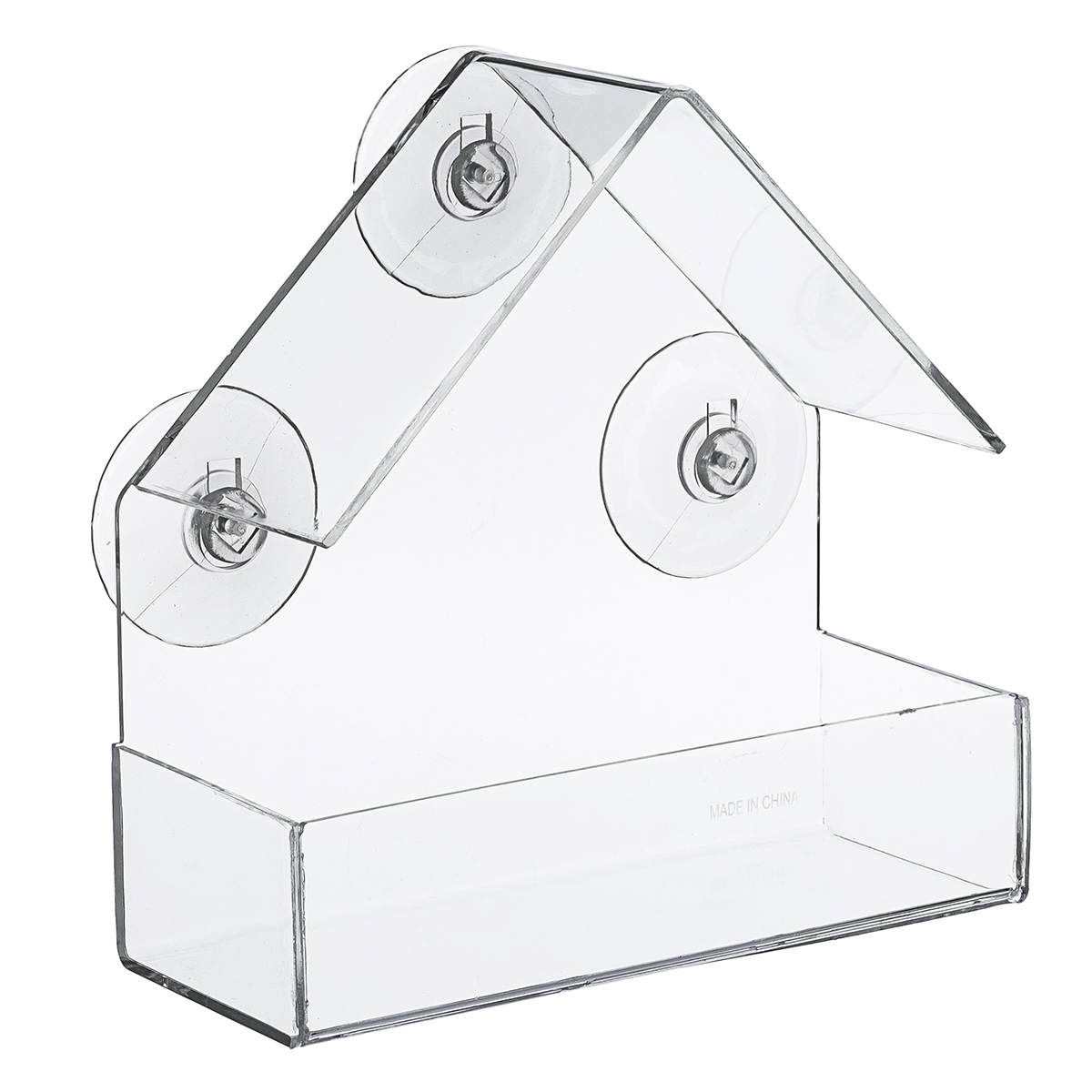 Fuglefoderautomat akryl gennemsigtigt vindue til visning af fuglefoderbakke fuglehus sugekop montering hustype foderautomat 15 x 6.1 x 15.2cm
