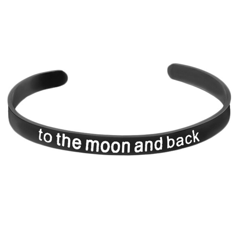 Elegante à lua e volta curvo rotulação titânio pulseira de aço: BK