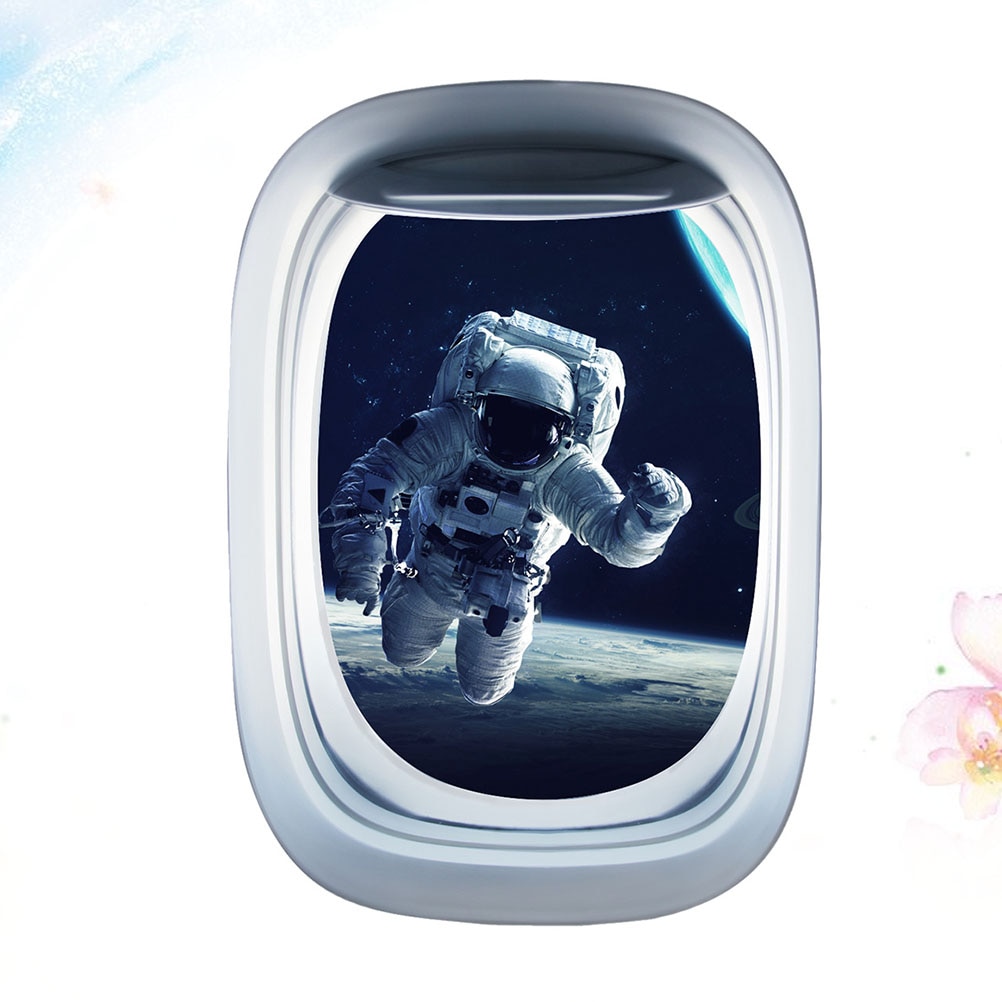 Flyttbara tecknade yttre rymden rymdman landskapsmönster fönster väggklistermärken astronaut glas klistermärken dörr klistermärken för barn