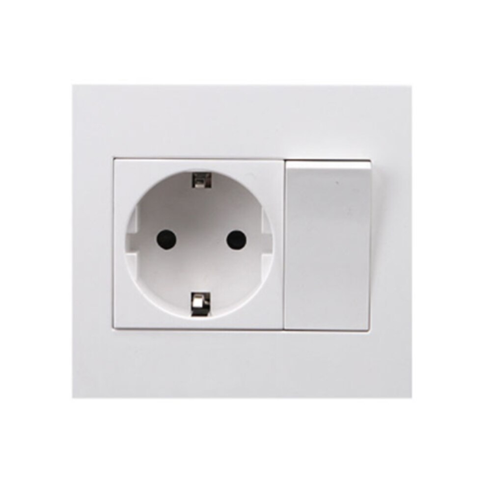 Good 92*86mm PC Panel EU Russia Spain Wall Socket 250V 16A 1 Gang 1 Way On / Off Rocker Phosphor Copper Light Switch