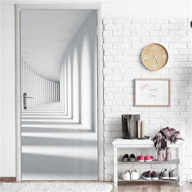 Gör-det-själv-väggmålning vattentät tapet självhäftande geometri trappor dörrklistermärke print bild renovering sovrum heminredning: Dörr xrk 863-06 / 77 x 200cm
