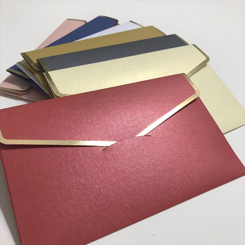 25 stuks 175 x 110mm(6.8 x 4.3 inch) parelkleurige enveloppen met gouden rand voor dikkere uitnodigingsenveloppen