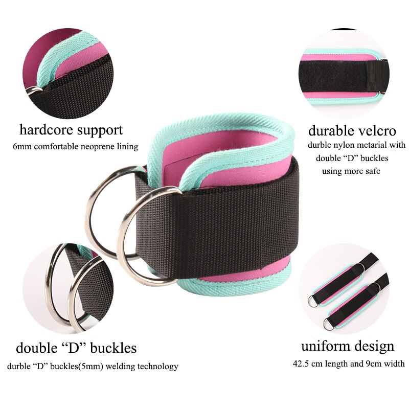 1Pcs Kabel Enkelbandjes Voor Kabel Machines Been Oefeningen Dubbele D-Ring Enkelboeien Voor Gym Workouts Glutes benen Sterkte
