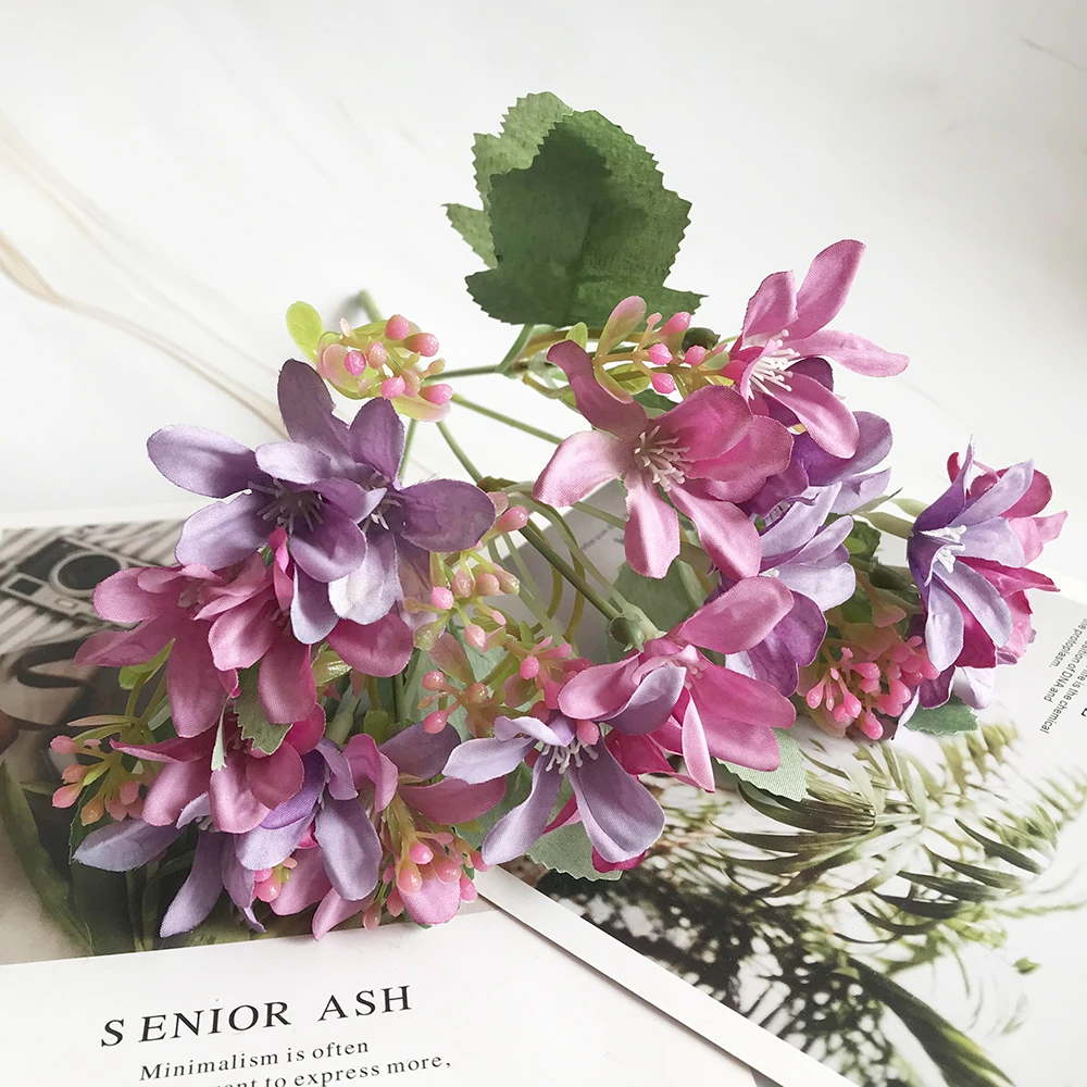 Fleurs artificielles violettes pivoines, 1 Bouquet, fausses roses d'automne en soie pour bricolage, décoration de salon, jardin de maison, mariage: 17